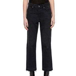 AllSaints Ava Black Washed Raw Hem Straight Leg Jeans Size 26